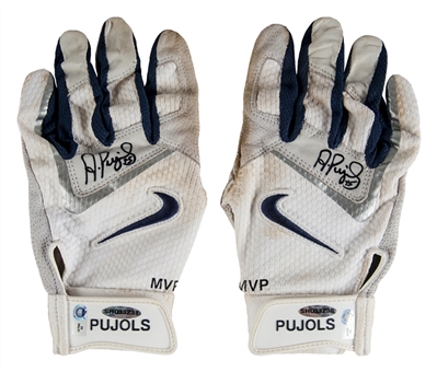 2007 Albert Pujols Game Used and Signed Batting Gloves (3 Pujols Sigs) (Pujols LOA/MLB Authenticated)
